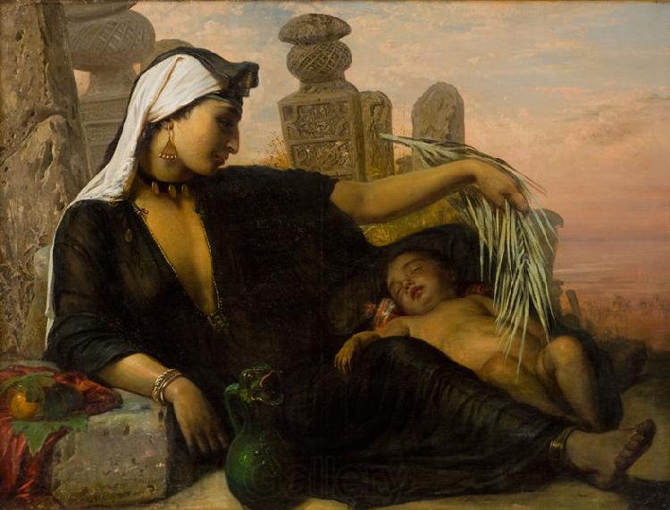 Elisabeth Jerichau Baumann Egyptian Fellah woman with her child France oil painting art